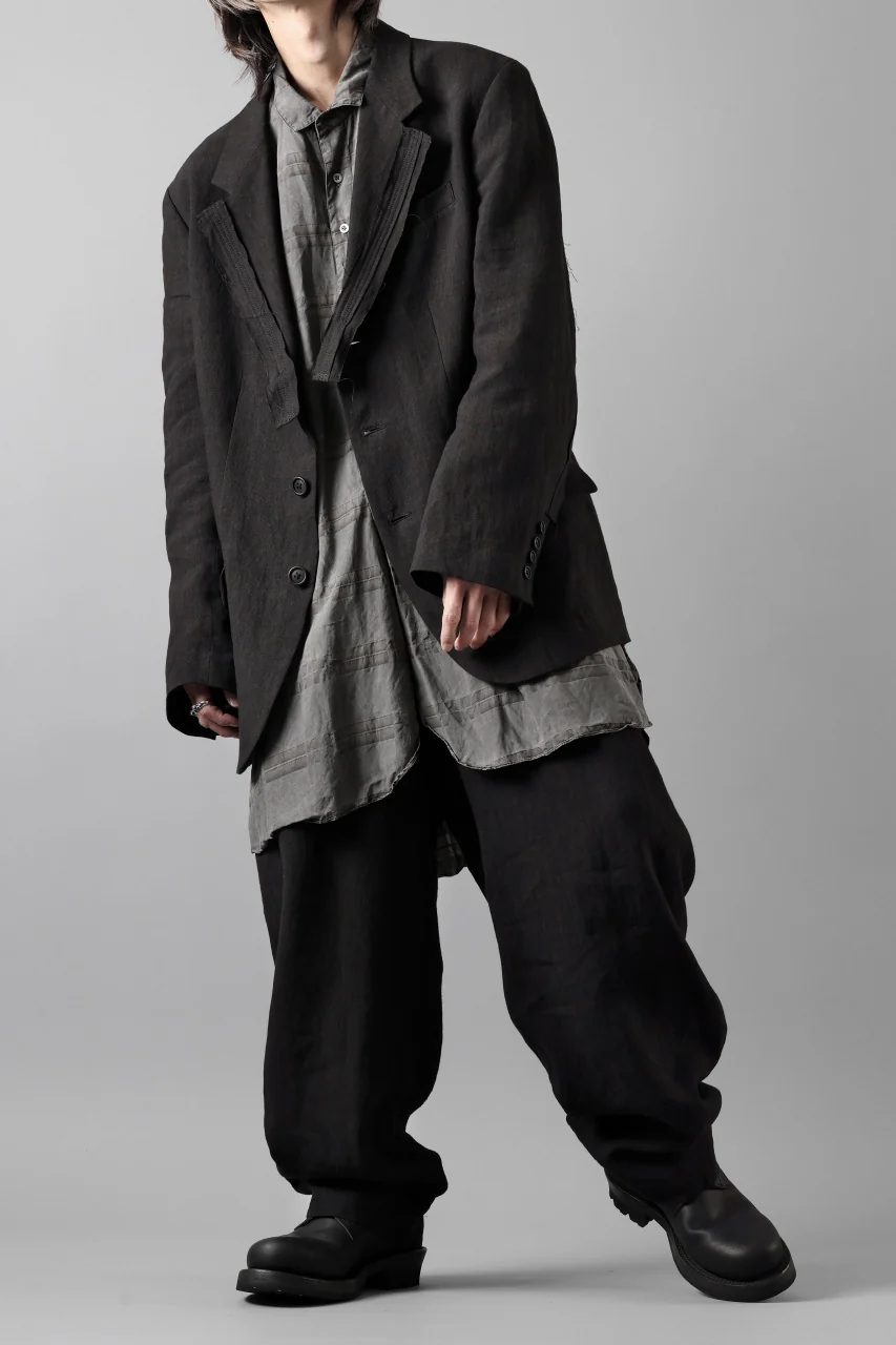 Y's for men 3 BUTTONS JACKET WITH DECORATIVE CLOTH / 40 LINEN (BLACK) - Image 23