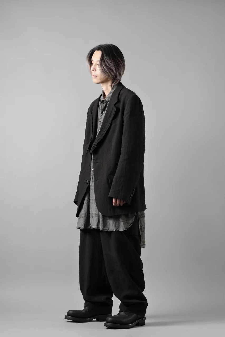 Y's for men 3 BUTTONS JACKET WITH DECORATIVE CLOTH / 40 LINEN (BLACK) - Image 26