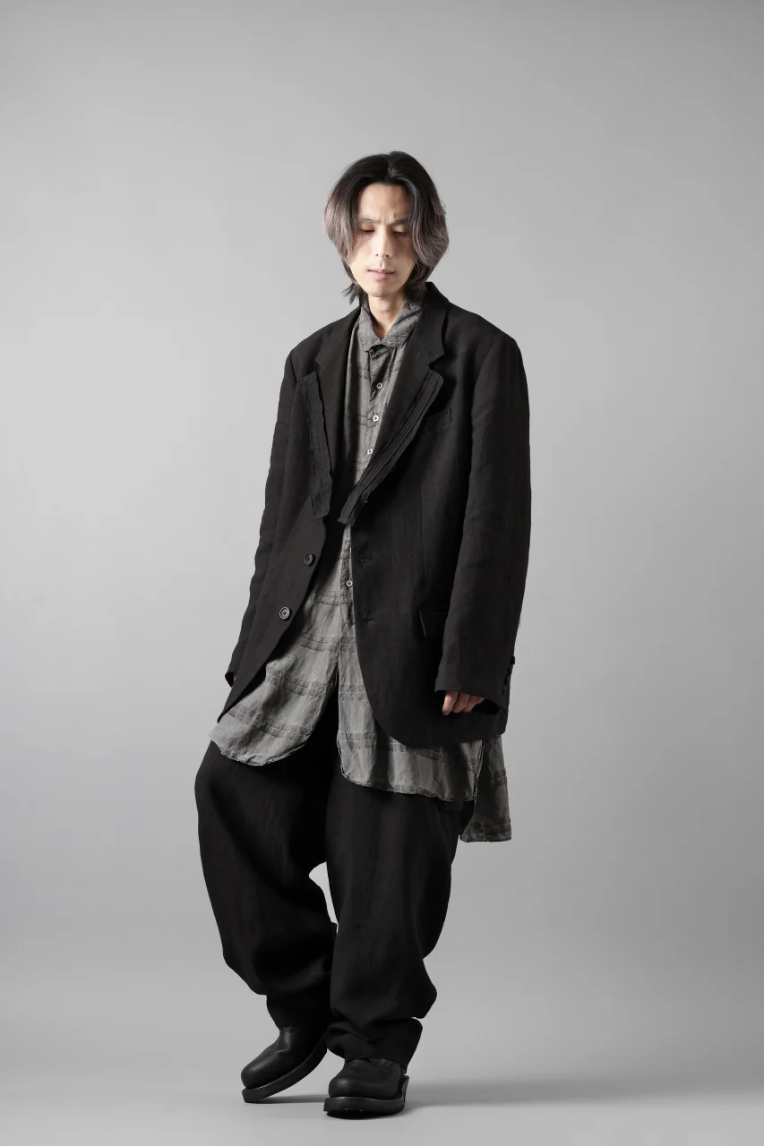 Y's for men 3 BUTTONS JACKET WITH DECORATIVE CLOTH / 40 LINEN (BLACK) - Image 29