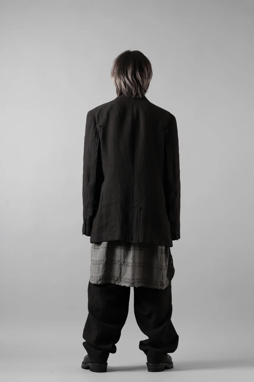 Y's for men 3 BUTTONS JACKET WITH DECORATIVE CLOTH / 40 LINEN (BLACK) - Image 32