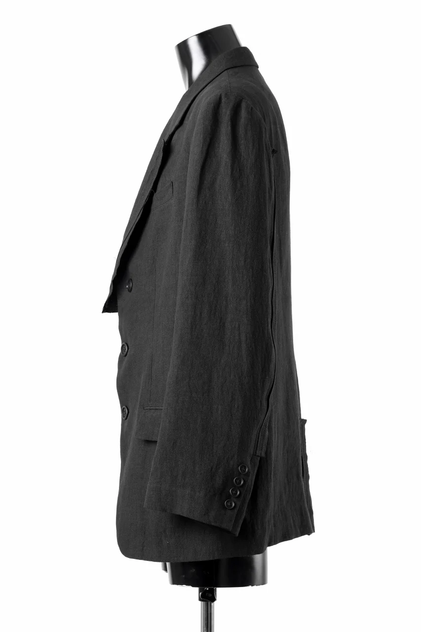 Y's for men 3 BUTTONS JACKET WITH DECORATIVE CLOTH / 40 LINEN (BLACK) - Image 4
