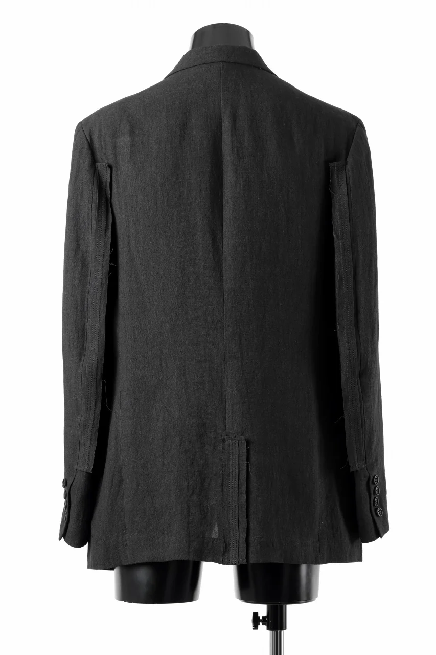 Y's for men 3 BUTTONS JACKET WITH DECORATIVE CLOTH / 40 LINEN (BLACK) - Image 5