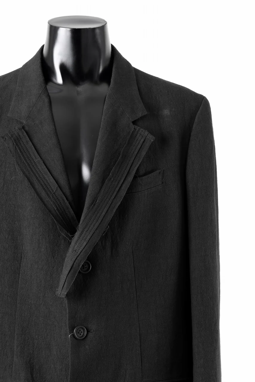 Y's for men 3 BUTTONS JACKET WITH DECORATIVE CLOTH / 40 LINEN (BLACK) - Image 7