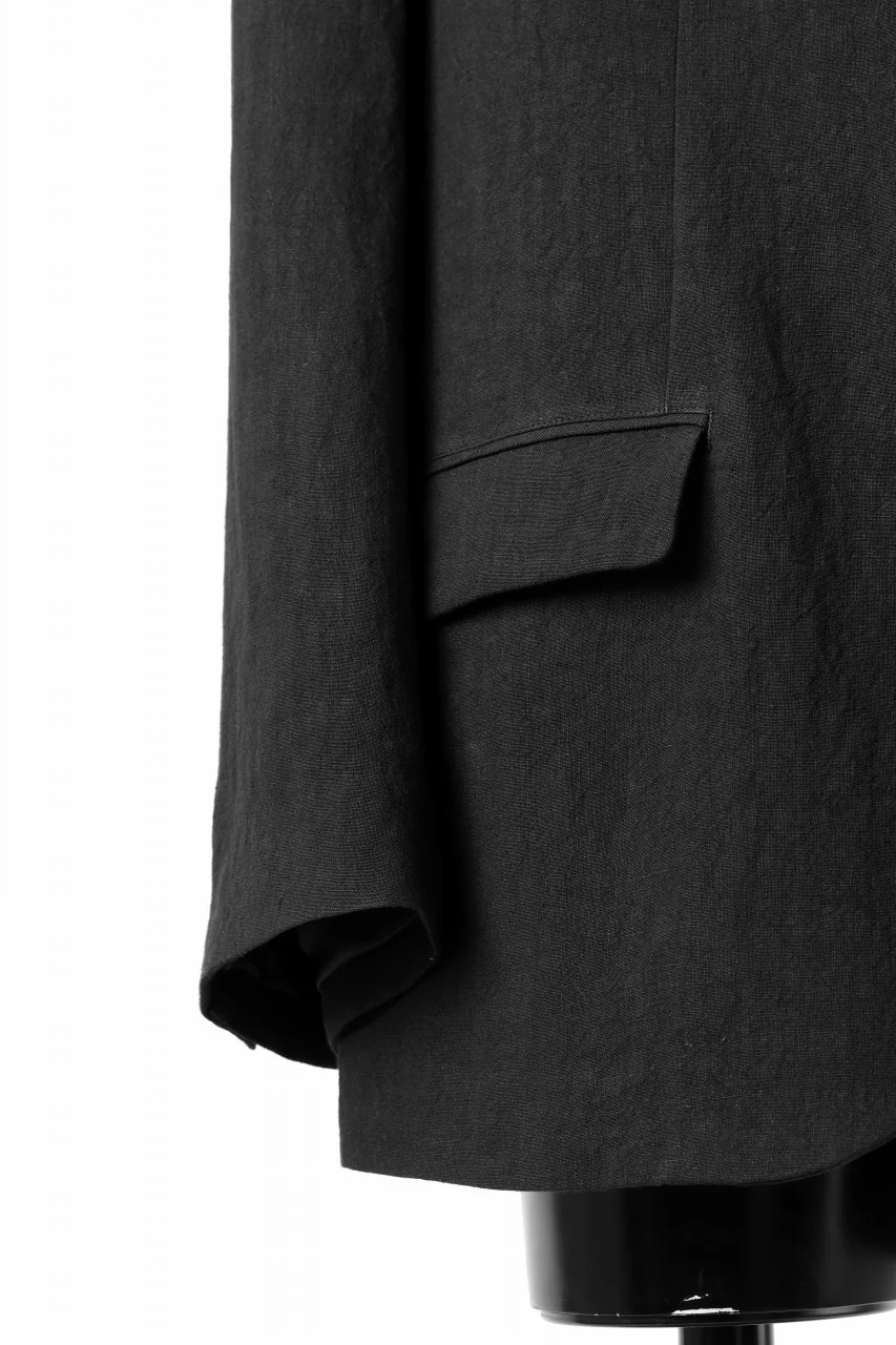 Y's for men 3 BUTTONS JACKET WITH DECORATIVE CLOTH / 40 LINEN (BLACK) - Image 9