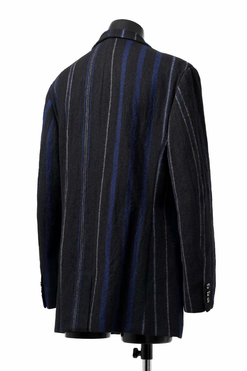 Y's for men 3B PEAKED LAPEL JACKET / WOOL SURGE STRIPE (BLACK) - Image 11