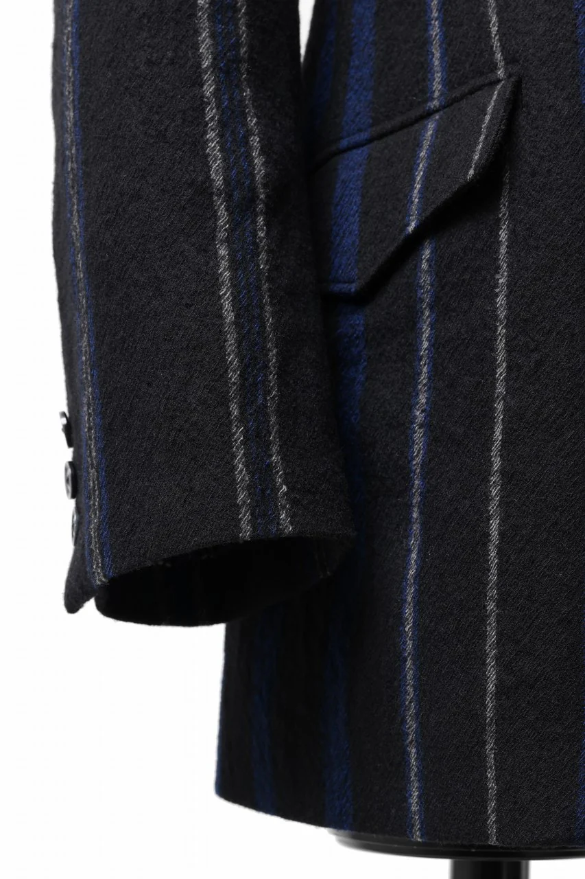 Y's for men 3B PEAKED LAPEL JACKET / WOOL SURGE STRIPE (BLACK) - Image 15