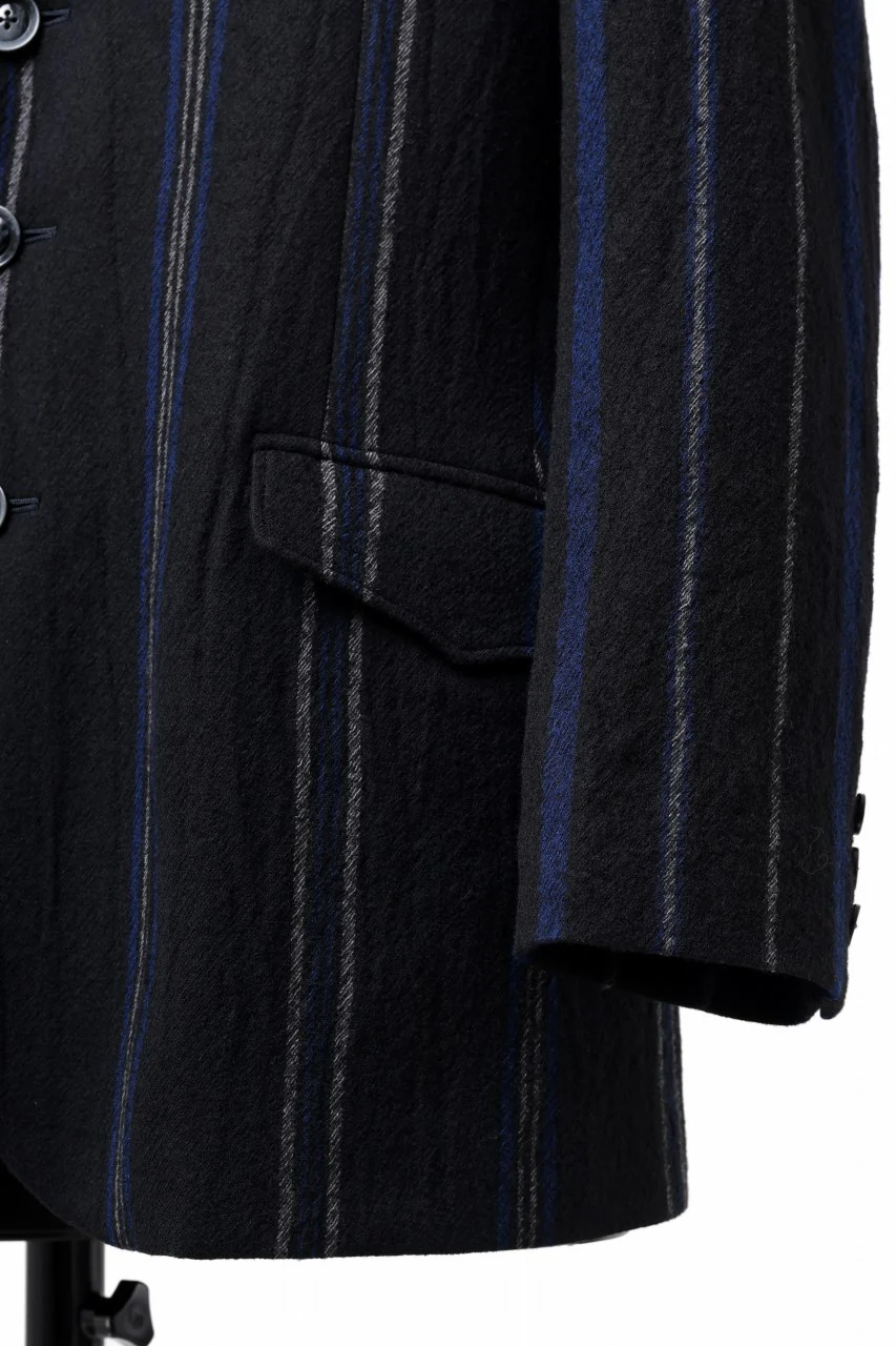 Y's for men 3B PEAKED LAPEL JACKET / WOOL SURGE STRIPE (BLACK) - Image 19