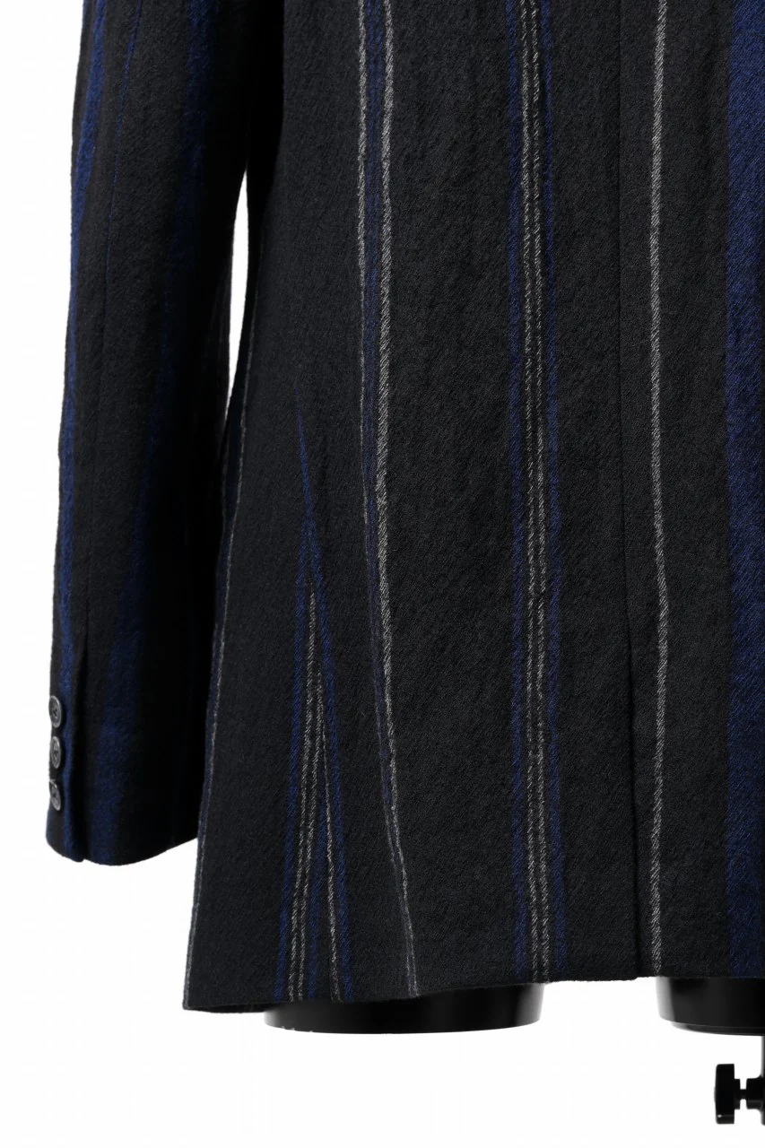 Y's for men 3B PEAKED LAPEL JACKET / WOOL SURGE STRIPE (BLACK) - Image 22