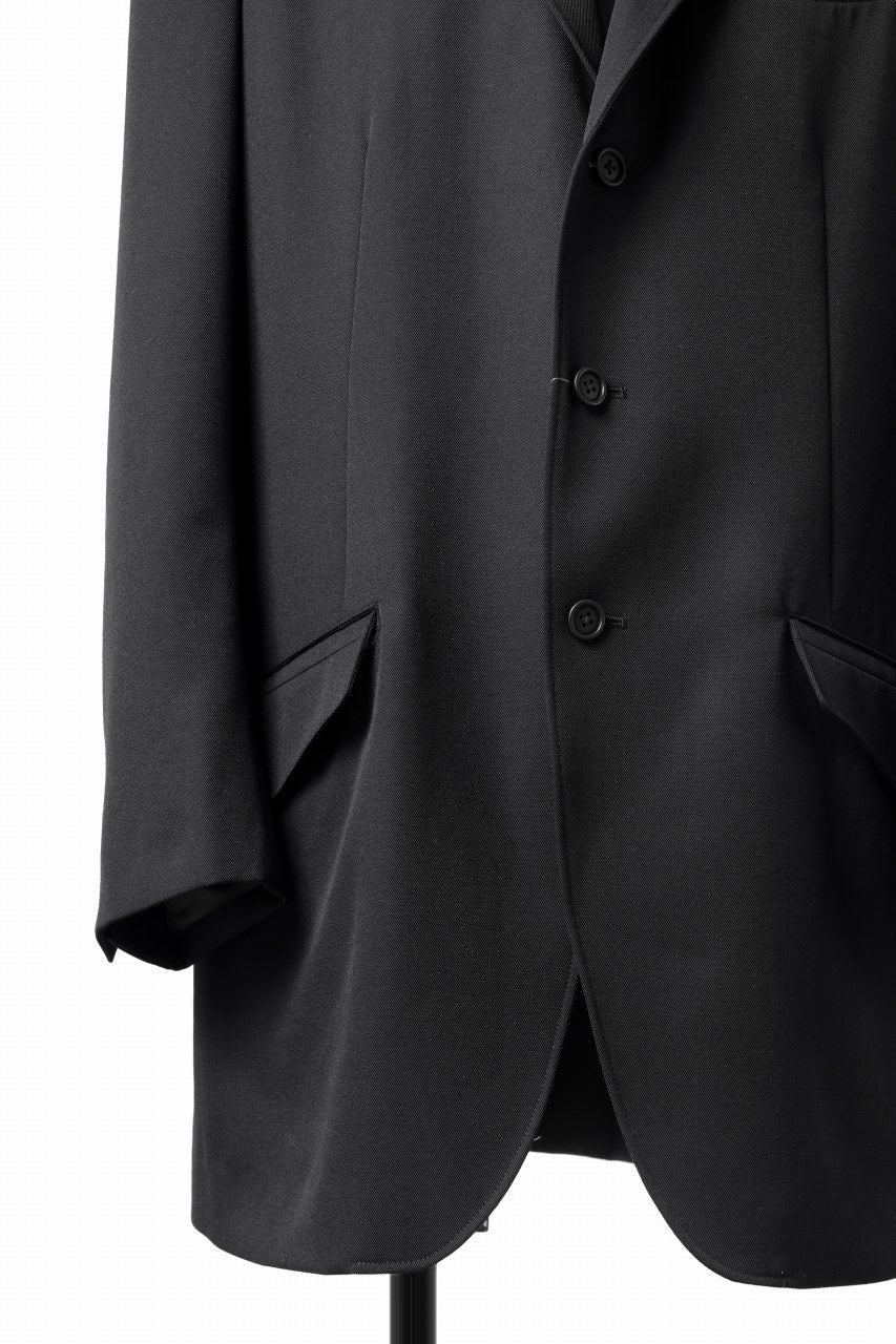 Y's for men 3BUTTONS TAILORED JACKET / CLASSIC WOOL GABADINE (BLACK) - Image 12