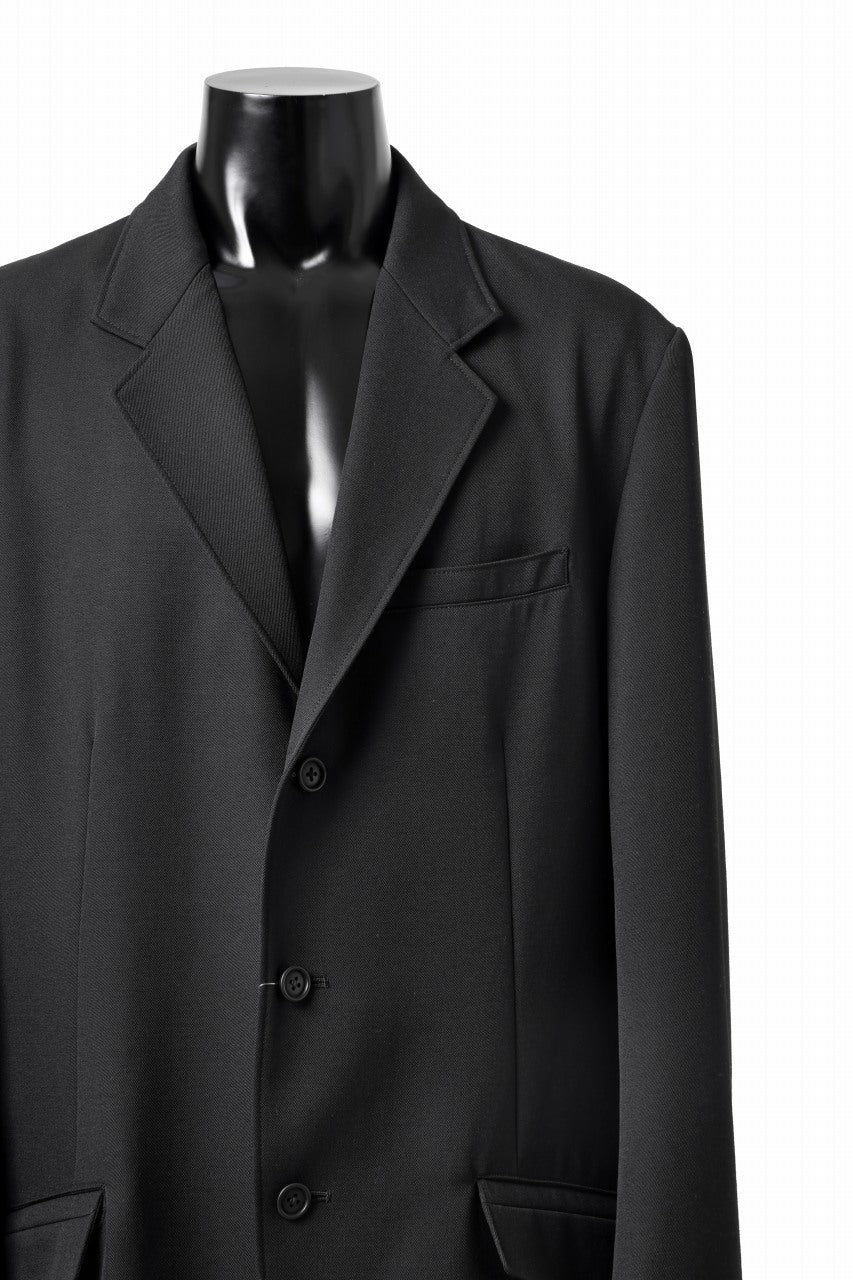 Y's for men 3BUTTONS TAILORED JACKET / CLASSIC WOOL GABADINE (BLACK) - Image 14
