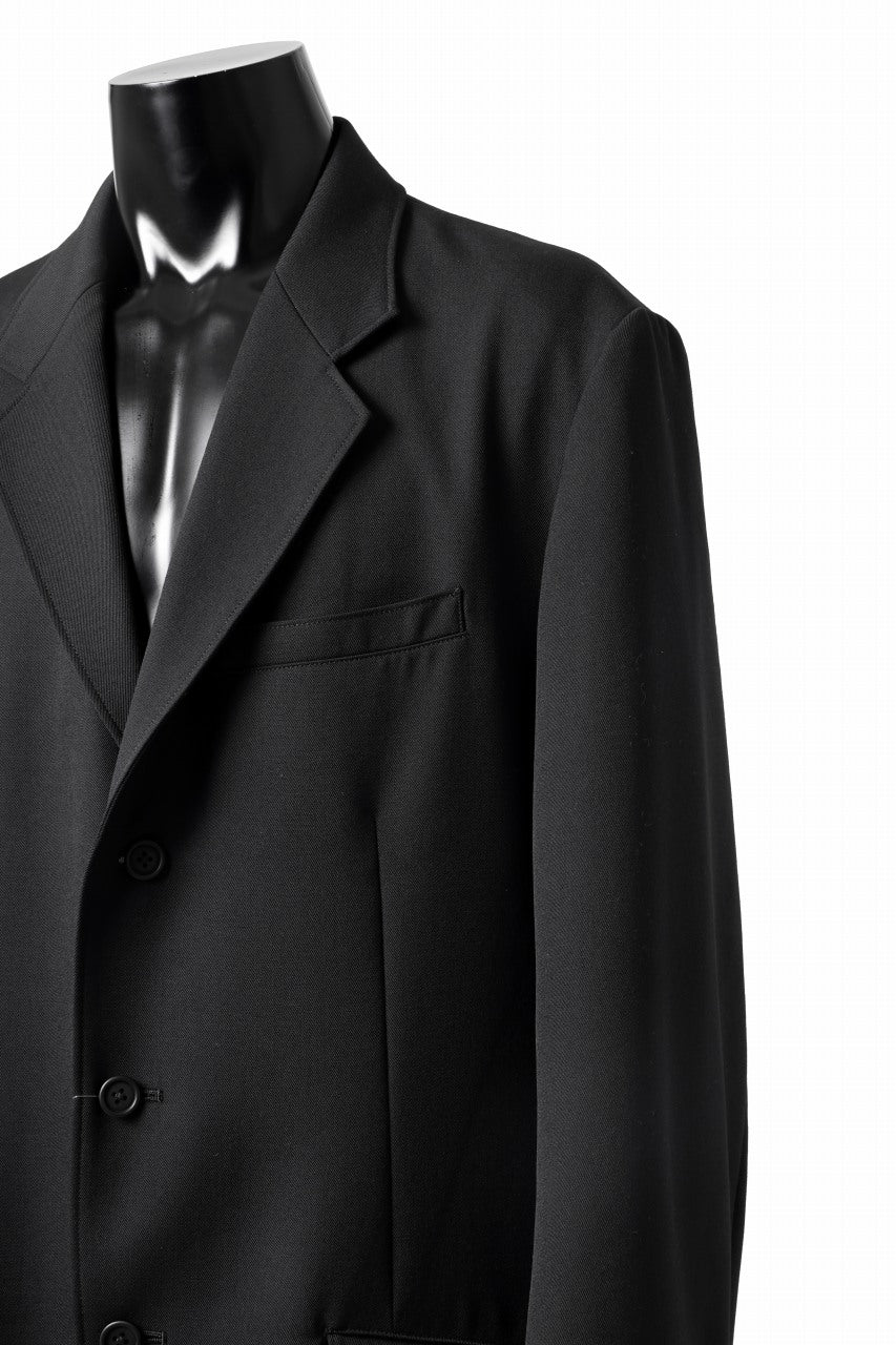 Y's for men 3BUTTONS TAILORED JACKET / CLASSIC WOOL GABADINE (BLACK) - Image 17