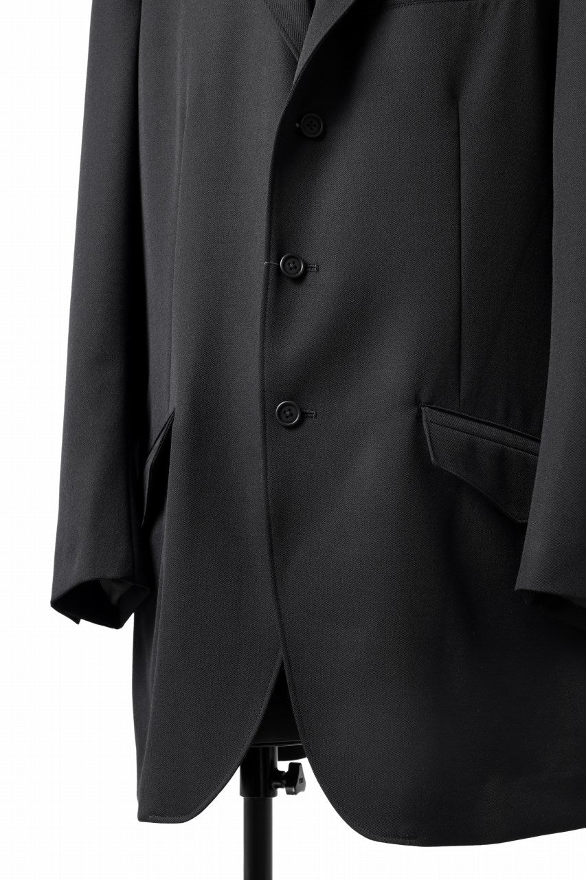 Y's for men 3BUTTONS TAILORED JACKET / CLASSIC WOOL GABADINE (BLACK) - Image 18