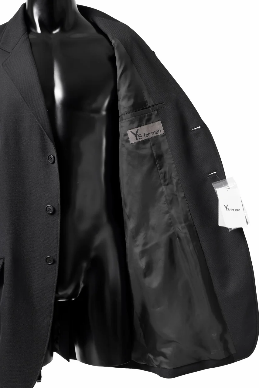 Y's for men 3BUTTONS TAILORED JACKET / CLASSIC WOOL GABADINE (BLACK) - Image 23