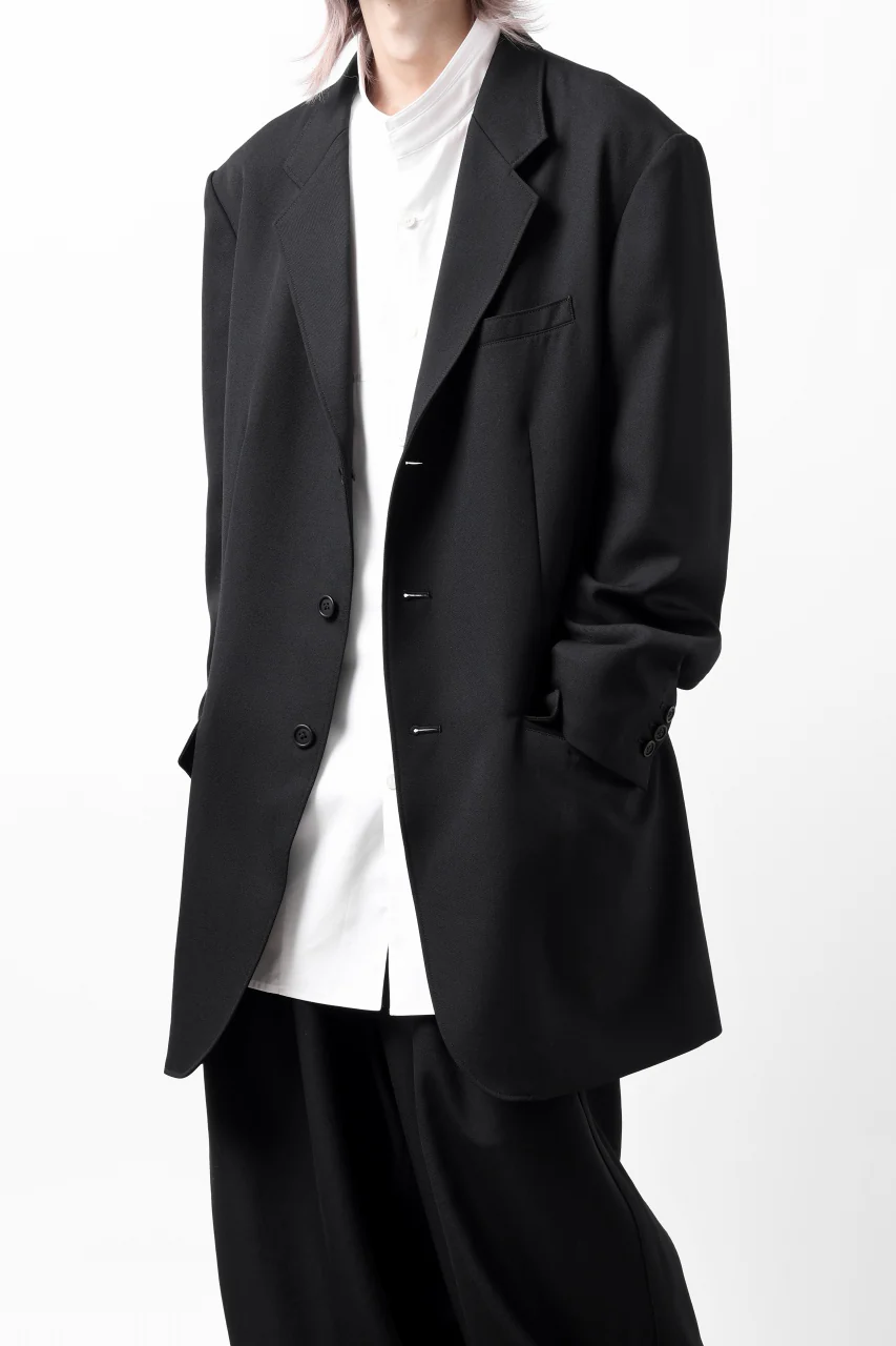 Y's for men 3BUTTONS TAILORED JACKET / CLASSIC WOOL GABADINE (BLACK) - Image 27