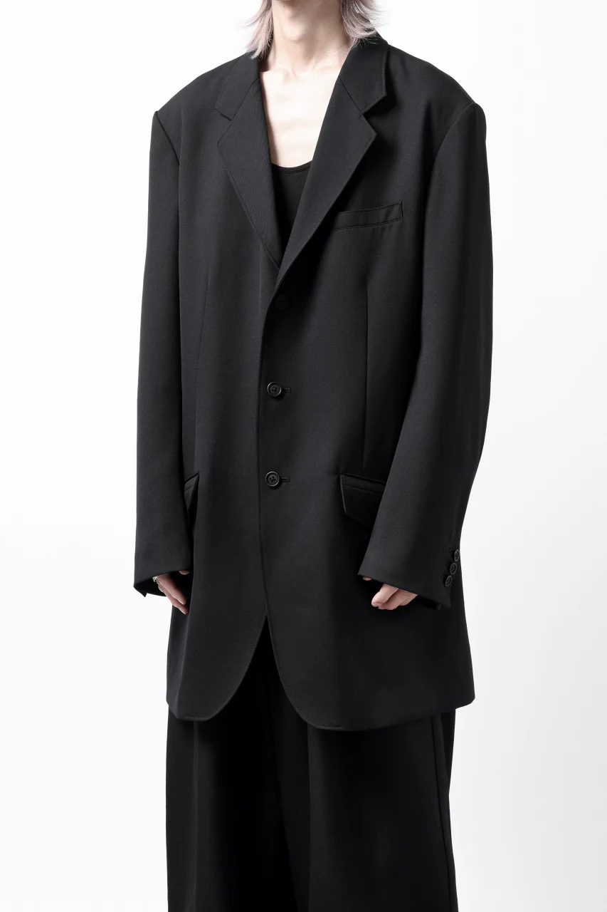 Y's for men 3BUTTONS TAILORED JACKET / CLASSIC WOOL GABADINE (BLACK) - Image 3