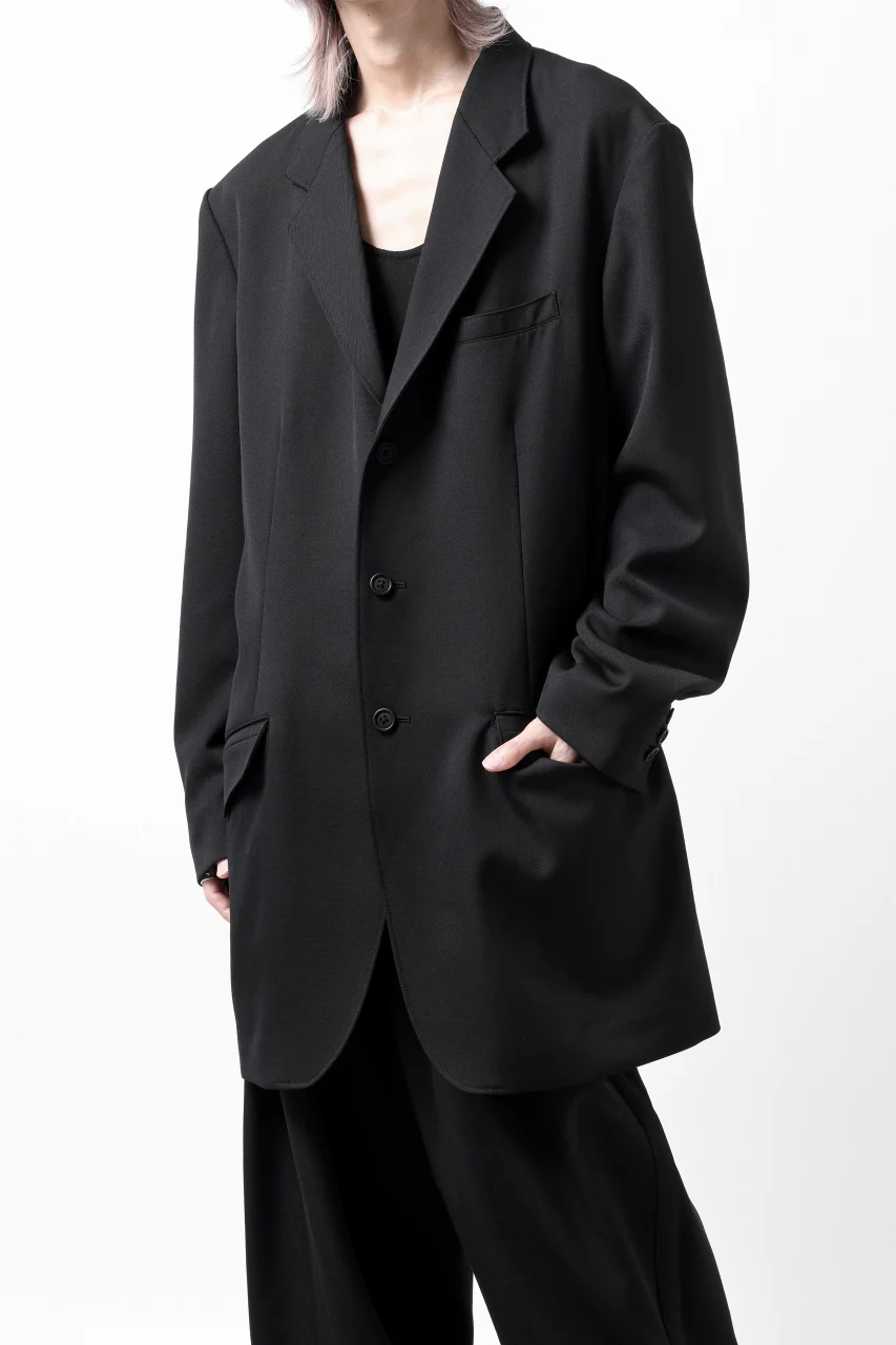 Y's for men 3BUTTONS TAILORED JACKET / CLASSIC WOOL GABADINE (BLACK) - Image 4