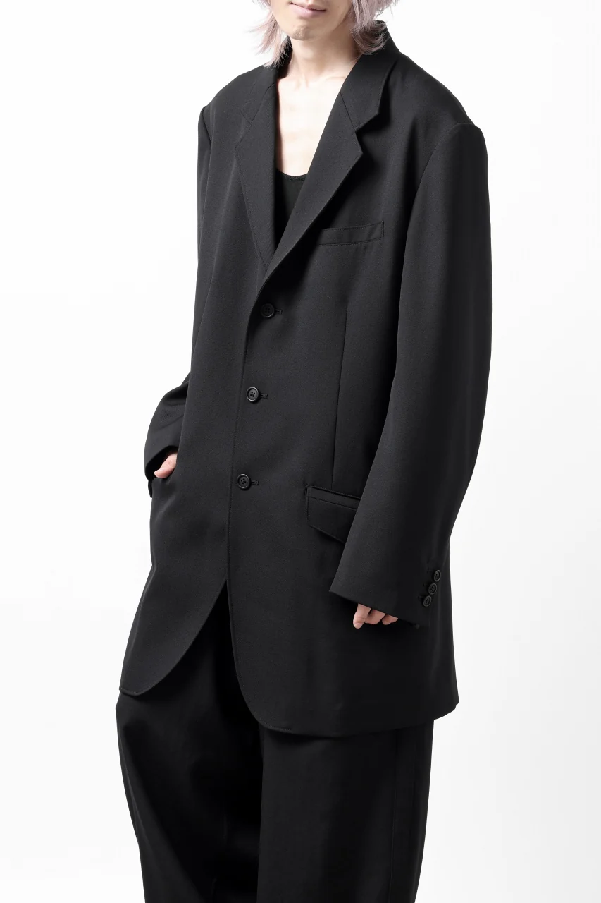 Y's for men 3BUTTONS TAILORED JACKET / CLASSIC WOOL GABADINE (BLACK) - Image 5