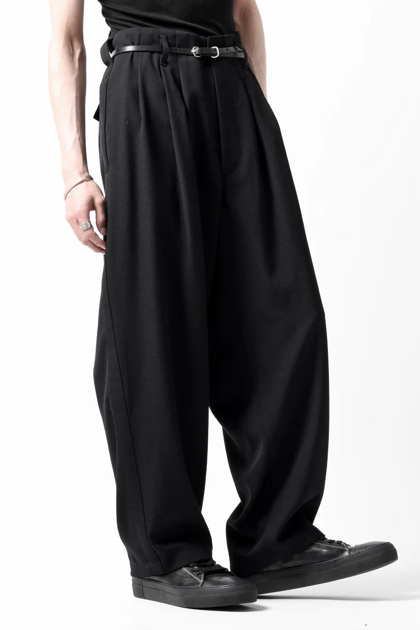 Y's for men 3TUCKS WIDE TAPERED PANTS / CLASSIC WOOL GABADINE (BLACK) - Image 21
