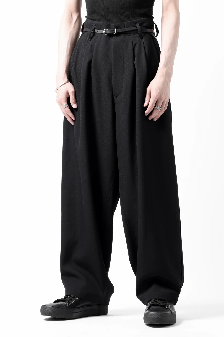 Y's for men 3TUCKS WIDE TAPERED PANTS / CLASSIC WOOL GABADINE (BLACK) - Image 22