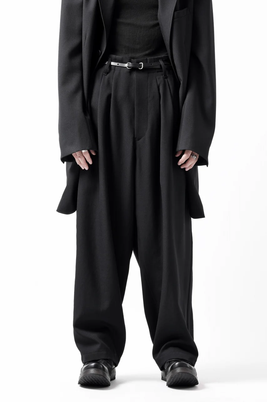 Y's for men 3TUCKS WIDE TAPERED PANTS / CLASSIC WOOL GABADINE (BLACK) - Image 26