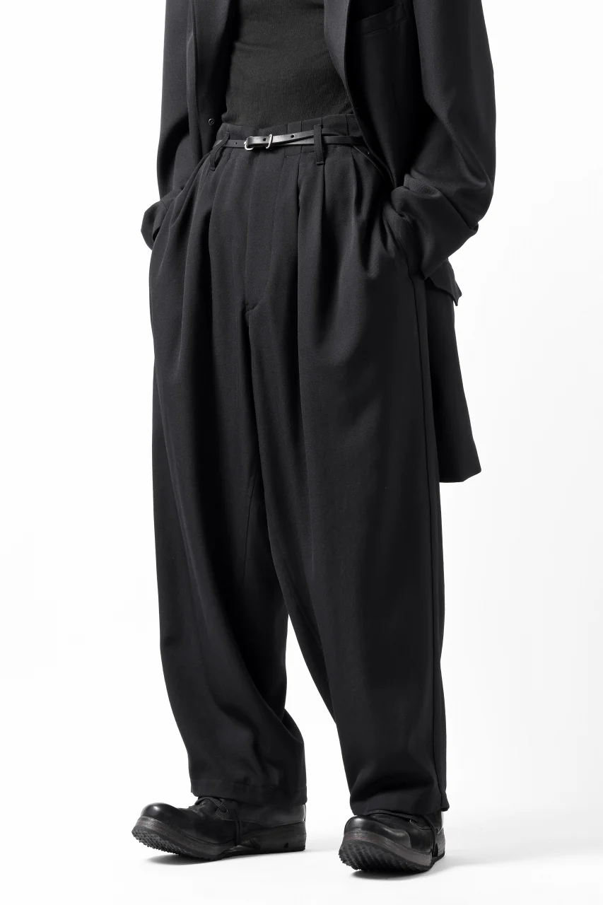 Y's for men 3TUCKS WIDE TAPERED PANTS / CLASSIC WOOL GABADINE (BLACK) - Image 27