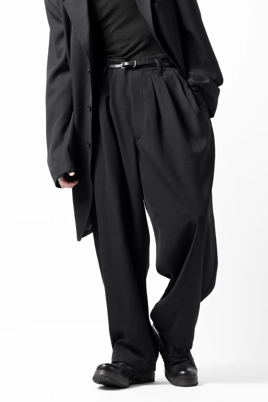 Y's for men 3TUCKS WIDE TAPERED PANTS / CLASSIC WOOL GABADINE (BLACK) - Image 29