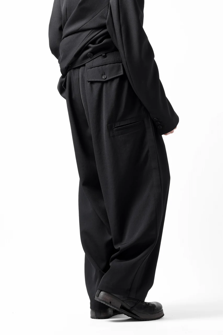 Y's for men 3TUCKS WIDE TAPERED PANTS / CLASSIC WOOL GABADINE (BLACK) - Image 30