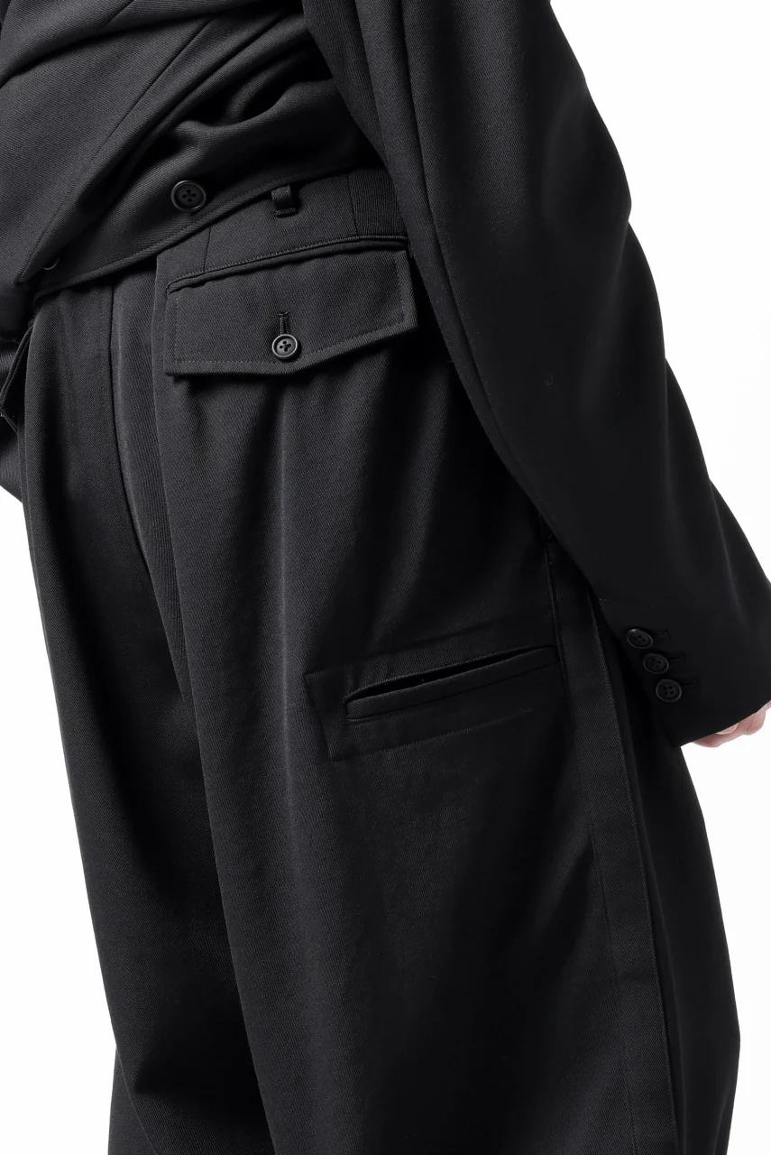 Y's for men 3TUCKS WIDE TAPERED PANTS / CLASSIC WOOL GABADINE (BLACK) - Image 37
