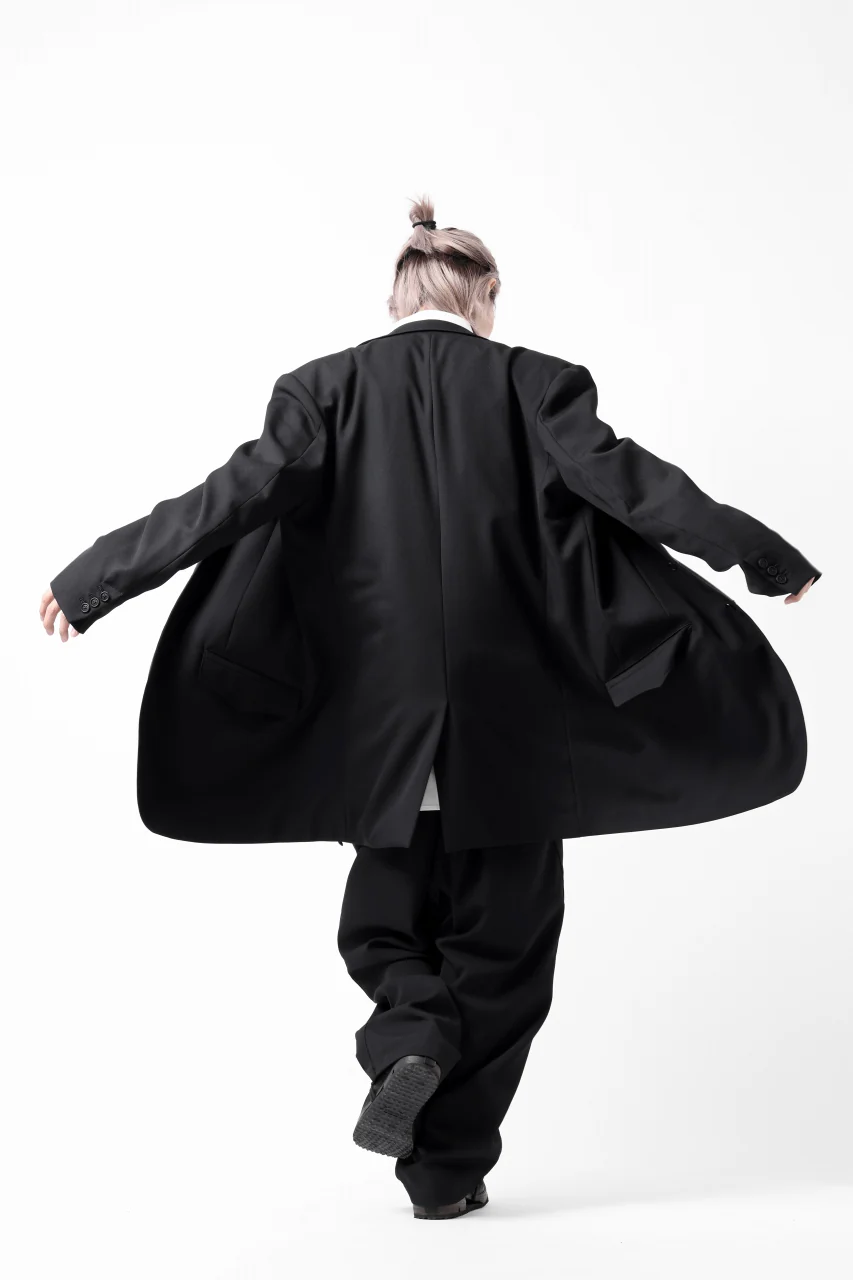 Y's for men 3TUCKS WIDE TAPERED PANTS / CLASSIC WOOL GABADINE (BLACK) - Image 44