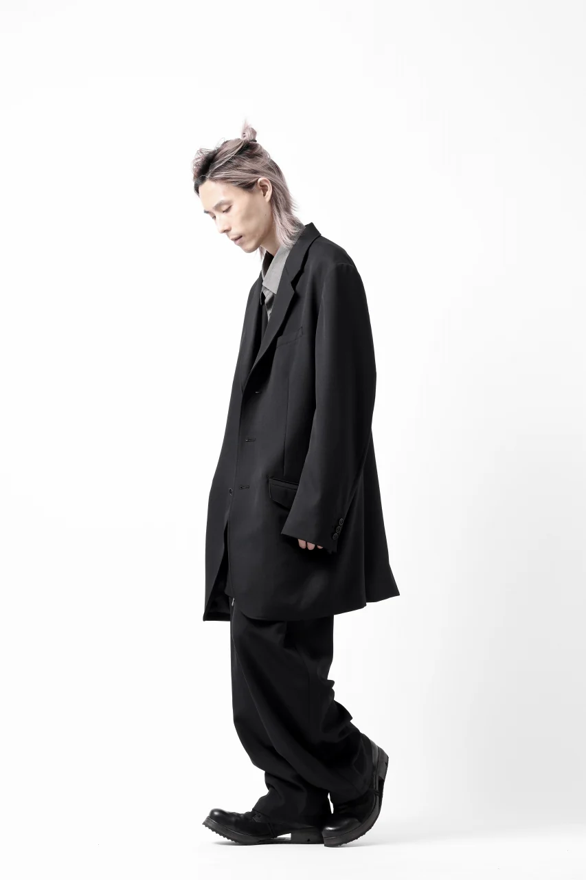Y's for men 3TUCKS WIDE TAPERED PANTS / CLASSIC WOOL GABADINE (BLACK) - Image 46