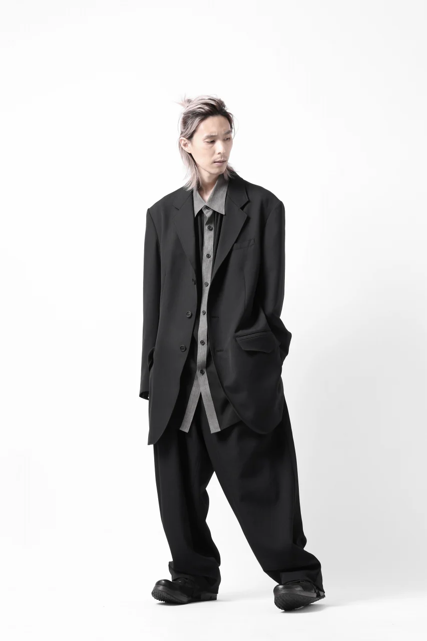 Y's for men 3TUCKS WIDE TAPERED PANTS / CLASSIC WOOL GABADINE (BLACK) - Image 48