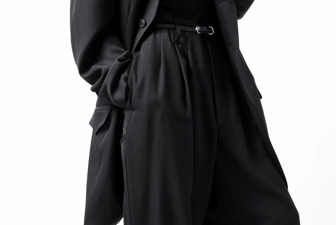 Y's for men 3TUCKS WIDE TAPERED PANTS / CLASSIC WOOL GABADINE (BLACK) - Image 51