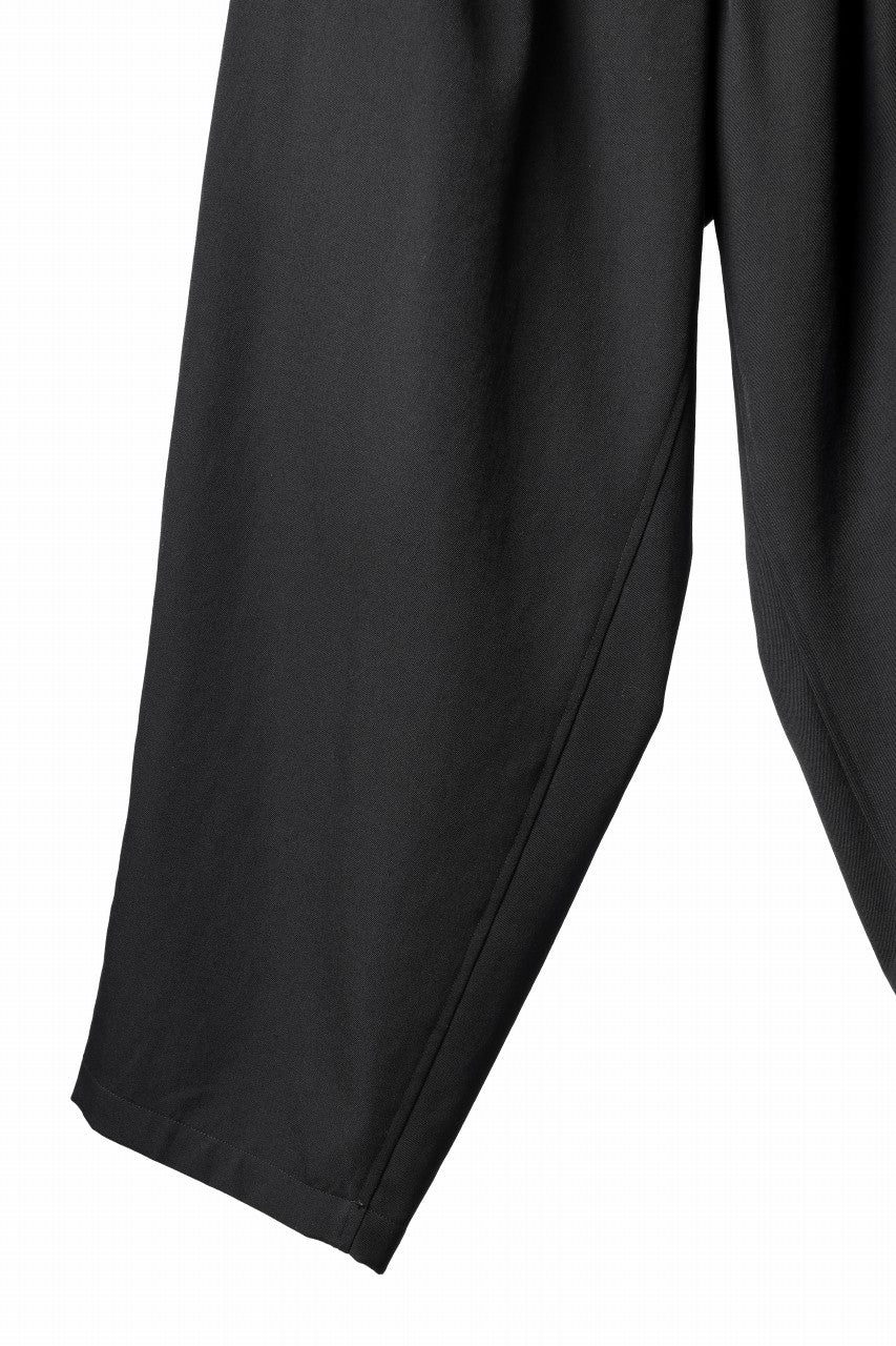 Y's for men 3TUCKS WIDE TAPERED PANTS / CLASSIC WOOL GABADINE (BLACK) - Image 7