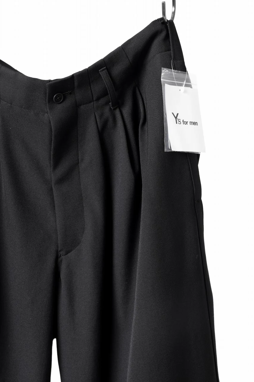 Y's for men 3TUCKS WIDE TAPERED PANTS / CLASSIC WOOL GABADINE (BLACK) - Image 9