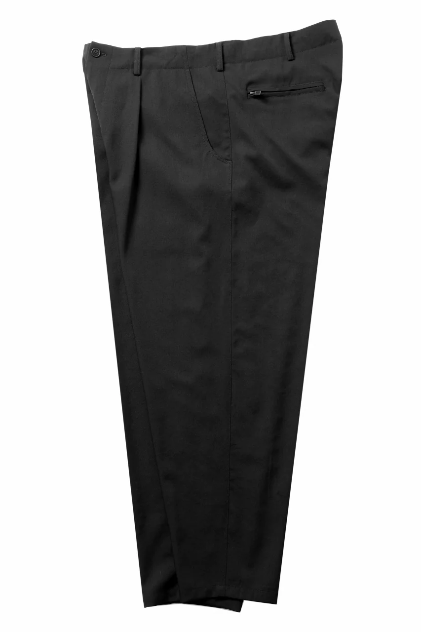 Y's for men BACK SIDE ZIPPER PANTS / WRINKLED GABARDINE (BLACK) - Image 13