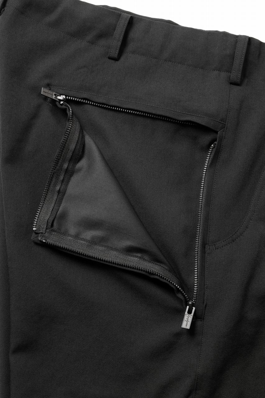 Y's for men BACK SIDE ZIPPER PANTS / WRINKLED GABARDINE (BLACK) - Image 26