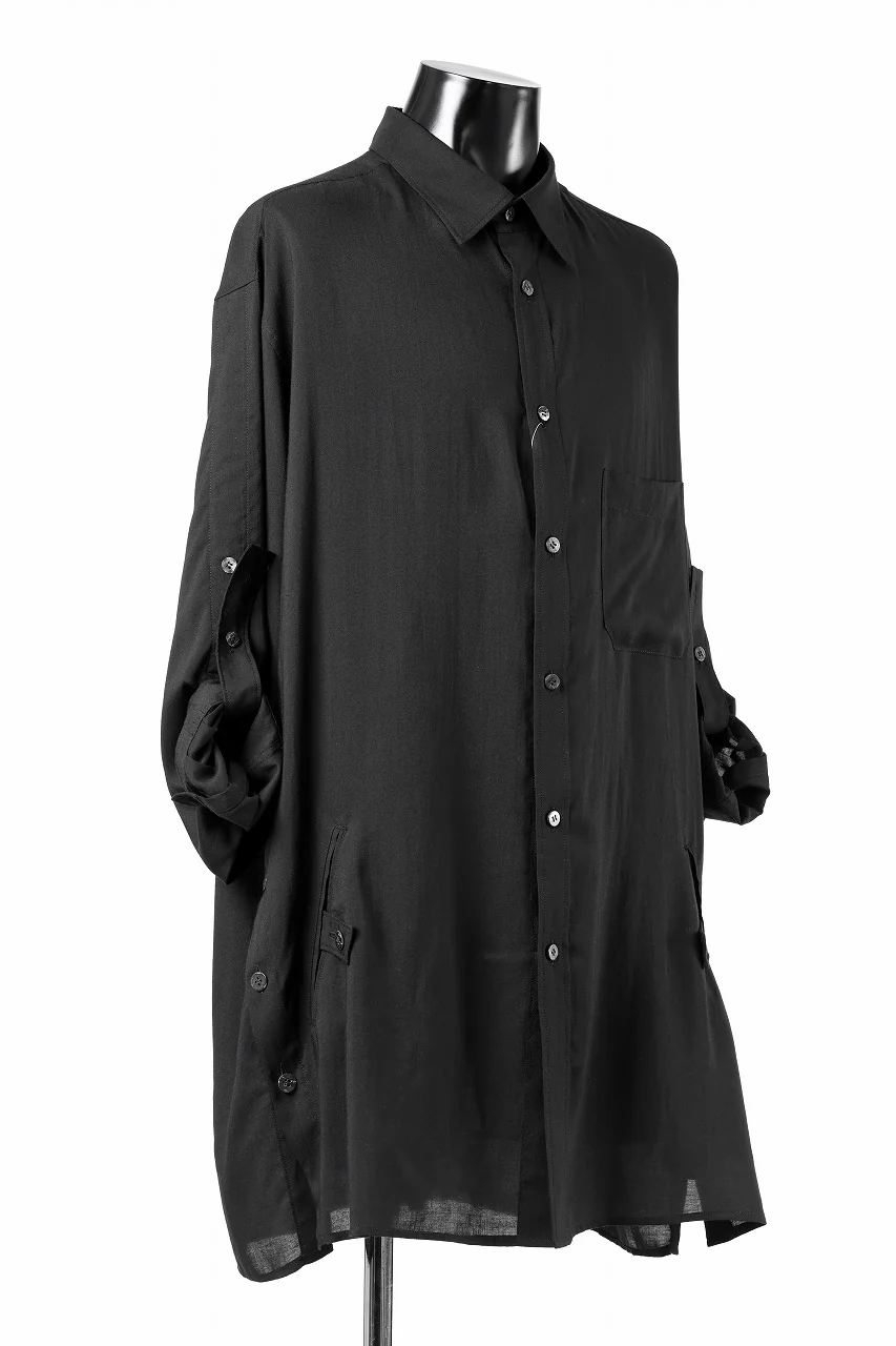 Y's for men BIG SHIRT / CELLULOSE LAWN (BLACK) - Image 10
