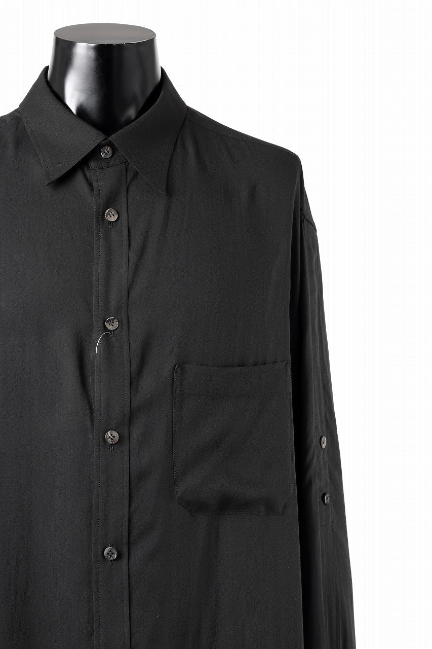 Y's for men BIG SHIRT / CELLULOSE LAWN (BLACK) - Image 12