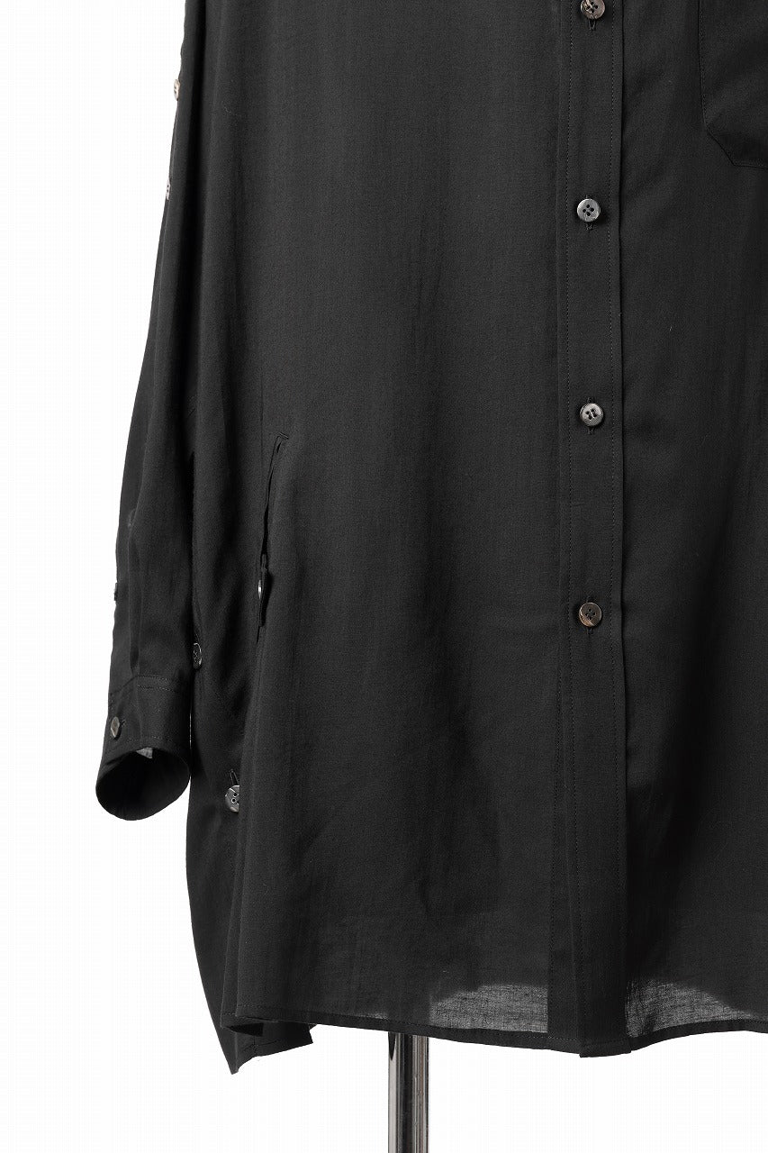 Y's for men BIG SHIRT / CELLULOSE LAWN (BLACK) - Image 13