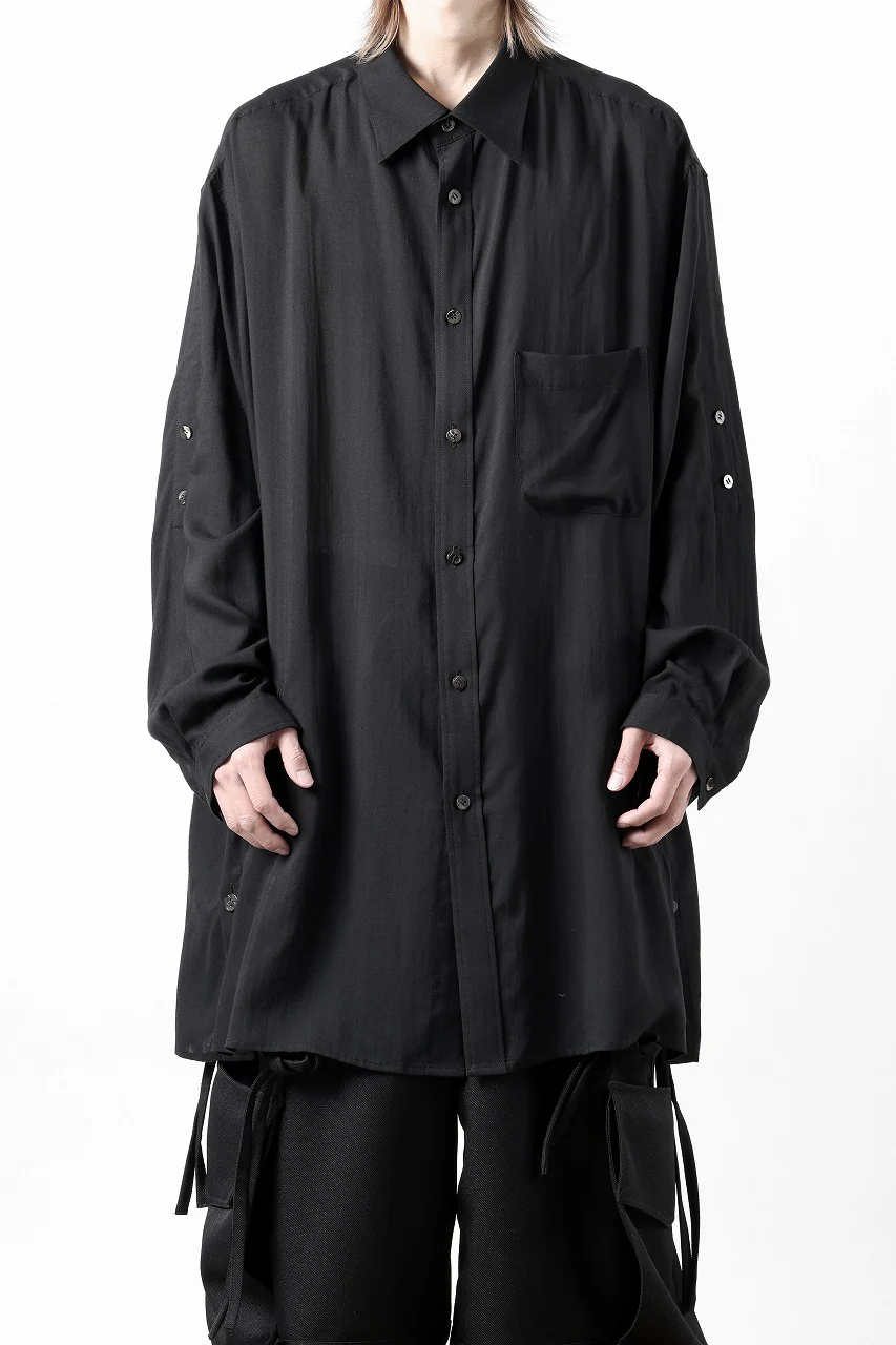 Y's for men BIG SHIRT / CELLULOSE LAWN (BLACK) - Image 15