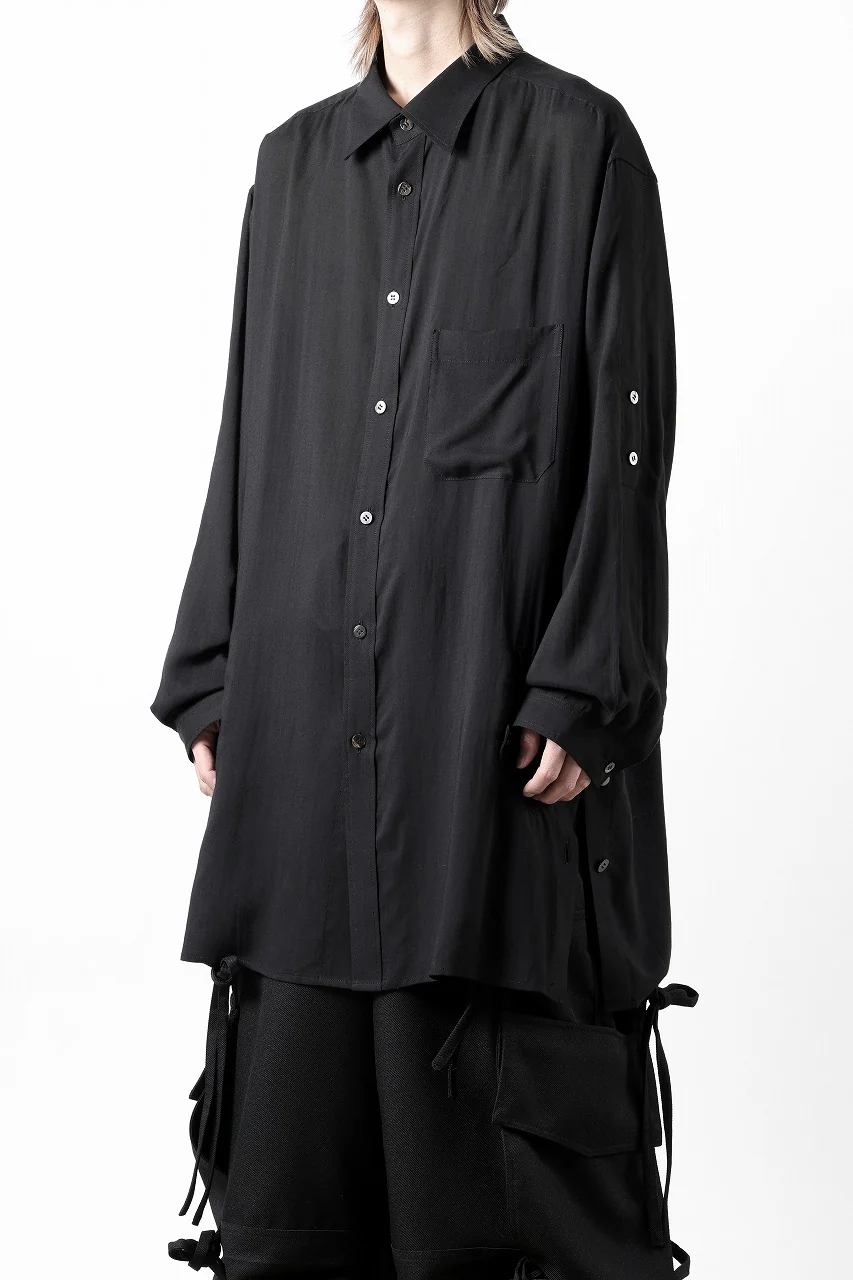 Y's for men BIG SHIRT / CELLULOSE LAWN (BLACK) - Image 17