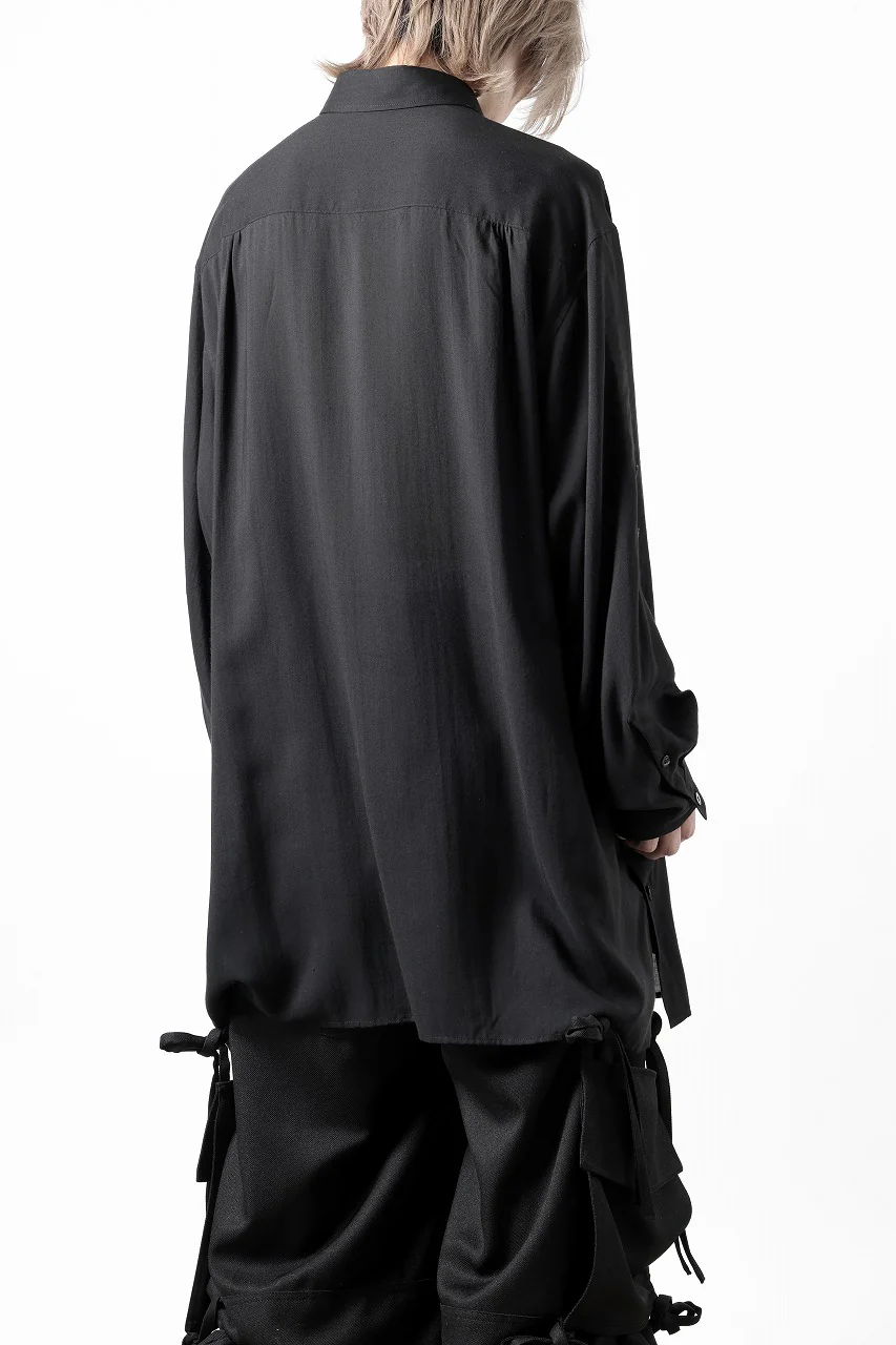 Y's for men BIG SHIRT / CELLULOSE LAWN (BLACK) - Image 19