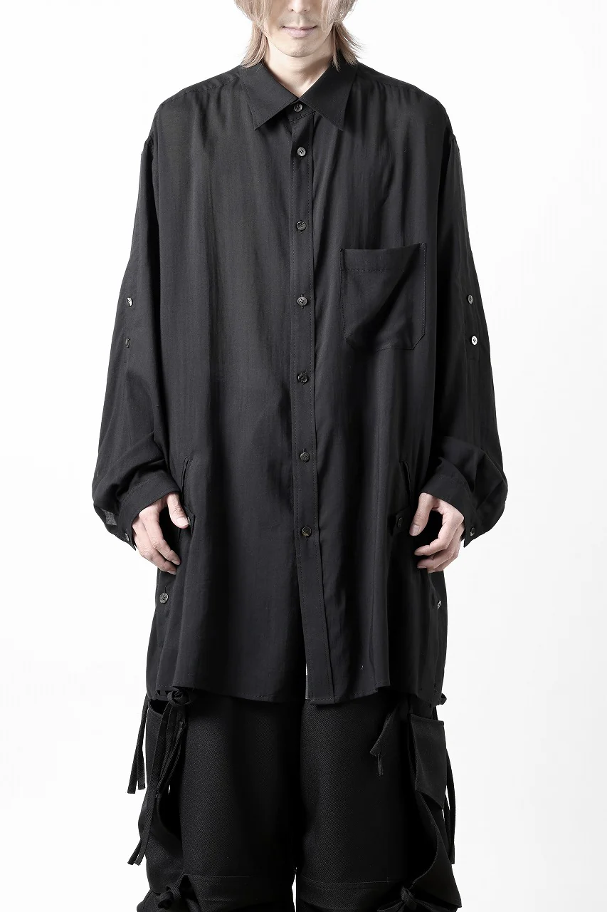 Y's for men BIG SHIRT / CELLULOSE LAWN (BLACK) - Image 2