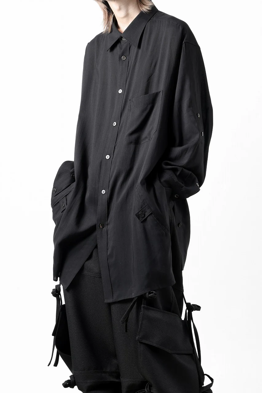 Y's for men BIG SHIRT / CELLULOSE LAWN (BLACK) - Image 20
