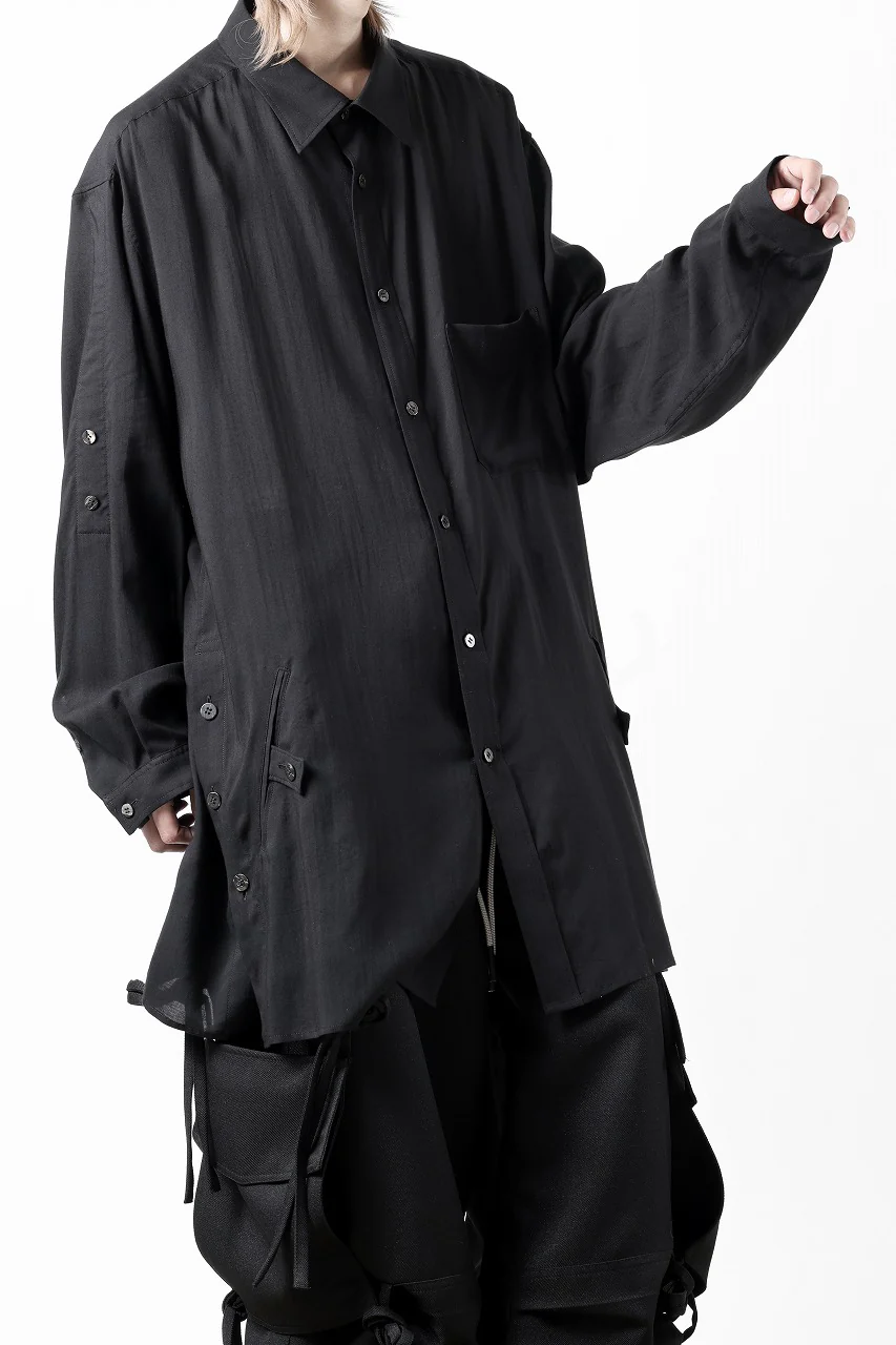 Y's for men BIG SHIRT / CELLULOSE LAWN (BLACK) - Image 22