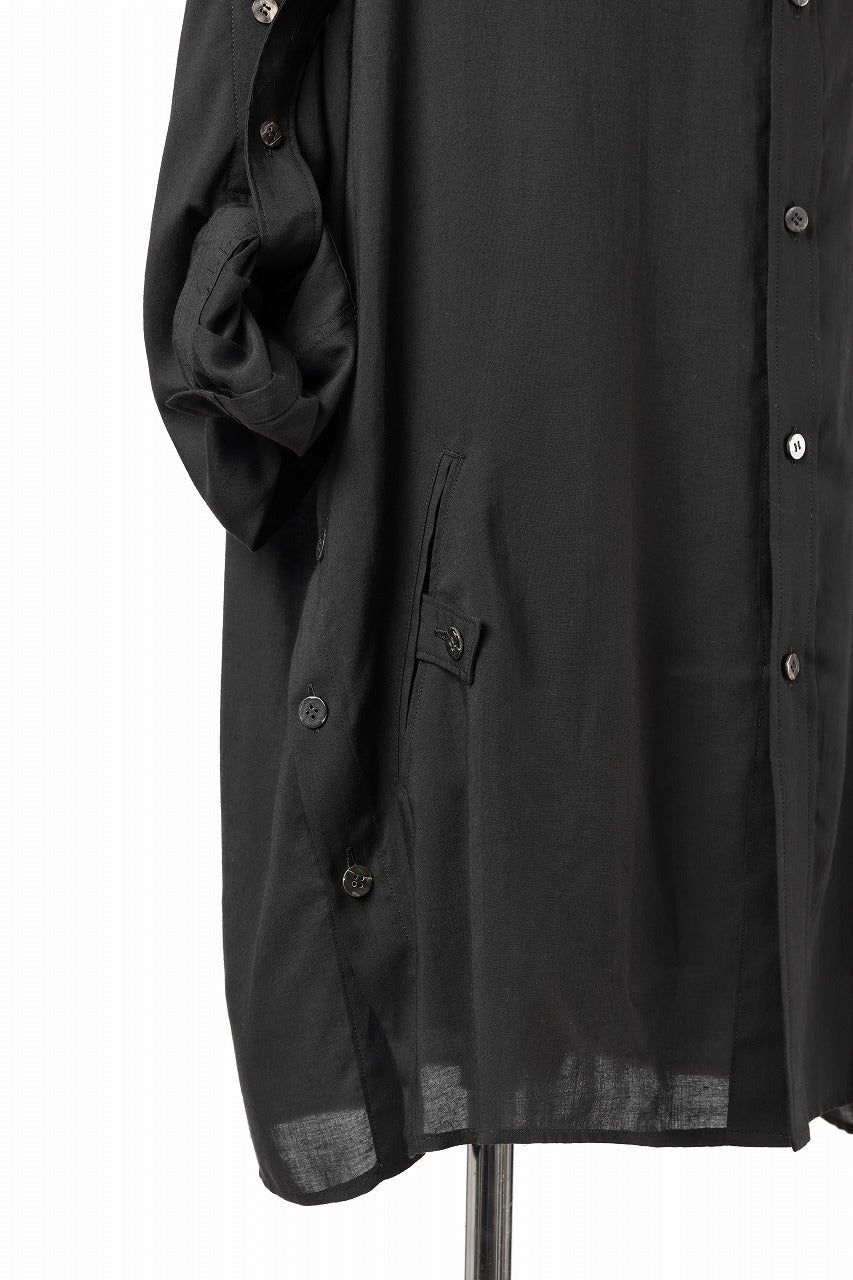Y's for men BIG SHIRT / CELLULOSE LAWN (BLACK) - Image 23