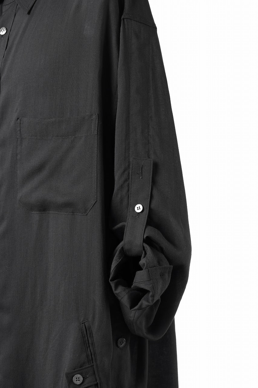 Y's for men BIG SHIRT / CELLULOSE LAWN (BLACK) - Image 24
