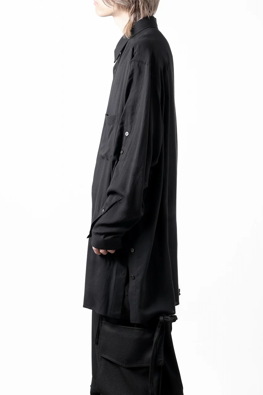 Y's for men BIG SHIRT / CELLULOSE LAWN (BLACK) - Image 25
