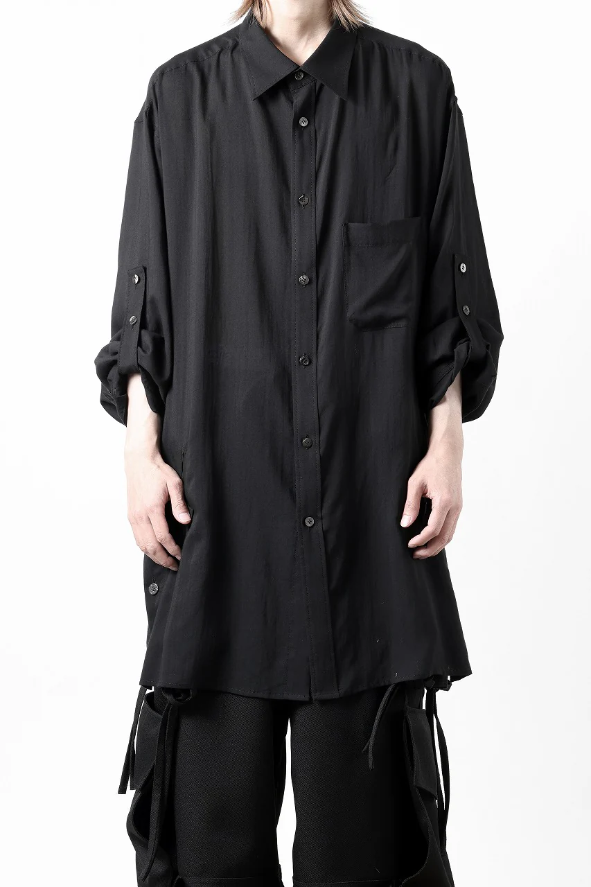 Y's for men BIG SHIRT / CELLULOSE LAWN (BLACK) - Image 27