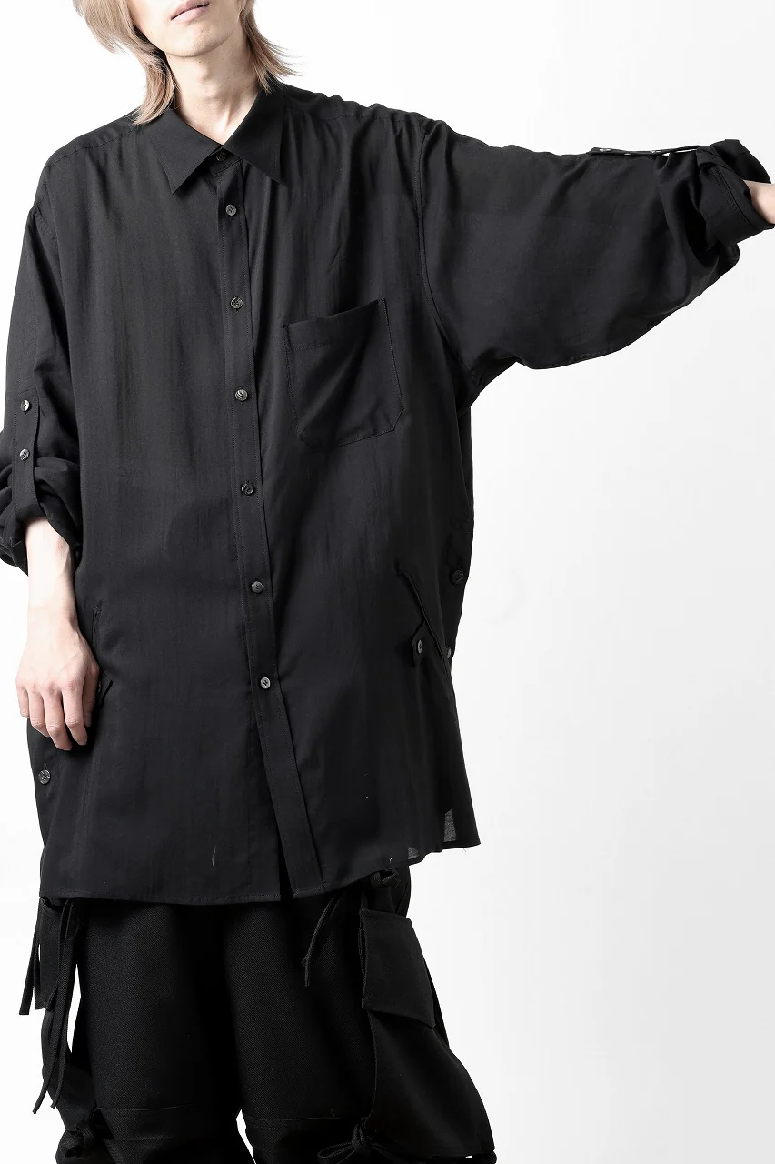 Y's for men BIG SHIRT / CELLULOSE LAWN (BLACK) - Image 28